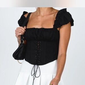 Princess Polly Black Ruffled Women's Top